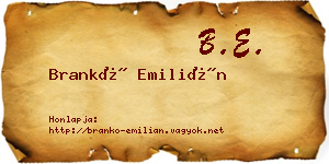 Brankó Emilián névjegykártya